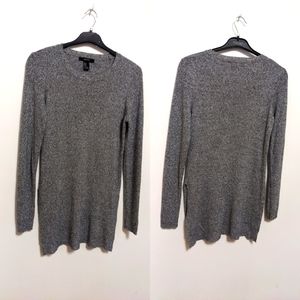 Long Grey Knit Sweater with Slits Size Small